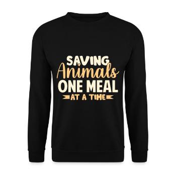 Vegan Vegetarier Design für einen Tofu Fan - Unisex Pullover - Schwarz - Vorne - Alina (178cm) & Michal (187cm)
