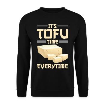 Vegan Vegetarier Design für einen Tofu Fan - Unisex Pullover - Schwarz - Vorne - Alina (178cm) & Michal (187cm)