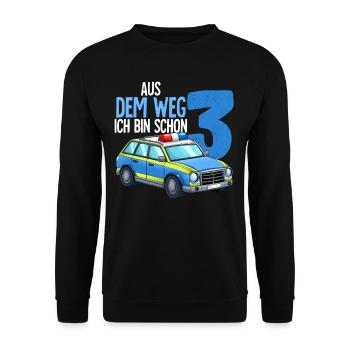3ème anniversaire Police Police voiture 3 ans - Sweat-shirt Unisexe - noir - Devant - Alina (178cm) & Michal (187cm)