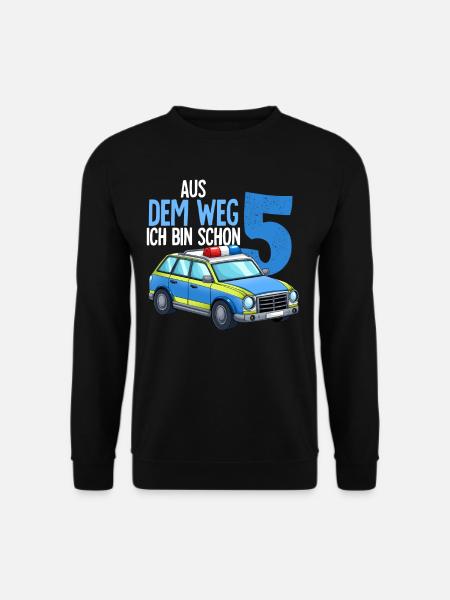 5. Geburtstag Polizei Polizeiauto 5 Jahre - Unisex Pullover - Schwarz