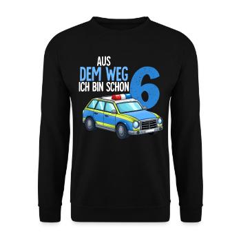 6e anniversaire Police voiture de police 6 ans - Sweat-shirt Unisexe - noir - Devant - Alina (178cm) & Michal (187cm)