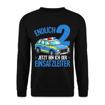 2nd Birthday Police Police Car 2 Years - Unisex Sweatshirt - black - Front - Alina (178cm) & Michal (187cm)
