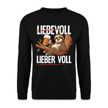 Faultier Sauftier Liebevoll Lieber Voll - Unisex Pullover - Schwarz - Vorne - Alina (178cm) & Michal (187cm)
