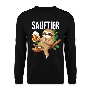 Faultier Sauftier - Unisex Pullover - Schwarz - Vorne - Alina (178cm) & Michal (187cm)