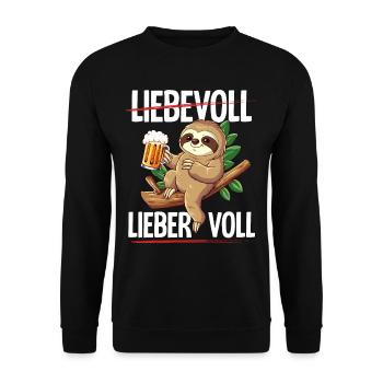 Faultier Sauftier Liebevoll Lieber Voll - Unisex Pullover - Schwarz - Vorne - Alina (178cm) & Michal (187cm)