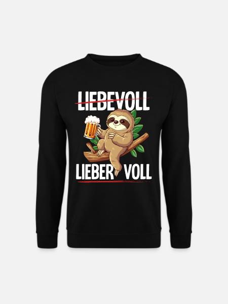 Sloth Booze Loving Dear Full - Unisex Sweatshirt - black