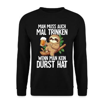 Faultier Sauftier - Unisex Pullover - Schwarz - Vorne - Alina (178cm) & Michal (187cm)