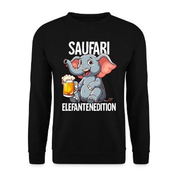 Saufari Elefantenedition Elefant Bier - Unisex Pullover - Schwarz - Vorne - Alina (178cm) & Michal (187cm)