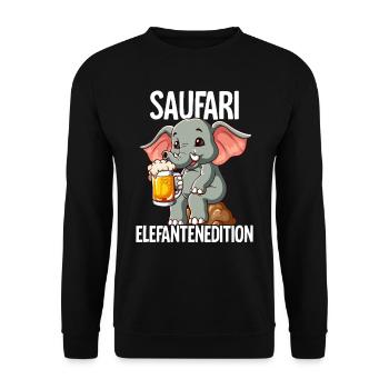 Saufari Elefantenedition Elefant Bier - Unisex Pullover - Schwarz - Vorne - Alina (178cm) & Michal (187cm)