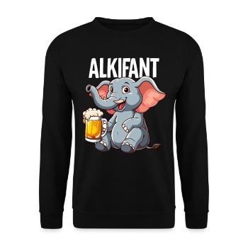 Alkifant Elefant Bier - Unisex Pullover - Schwarz - Vorne - Alina (178cm) & Michal (187cm)