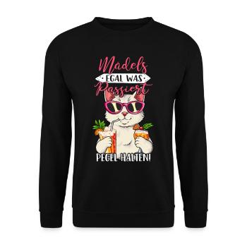 Mädels Egal Was Passiert Pegel Halten - Unisex Pullover - Schwarz - Vorne - Alina (178cm) & Michal (187cm)