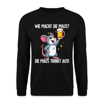Saufmaus Wie Macht Die Maus - Unisex Pullover - Schwarz - Vorne - Alina (178cm) & Michal (187cm)