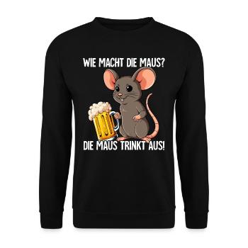 Saufmaus Wie Macht Die Maus - Unisex Pullover - Schwarz - Vorne - Alina (178cm) & Michal (187cm)