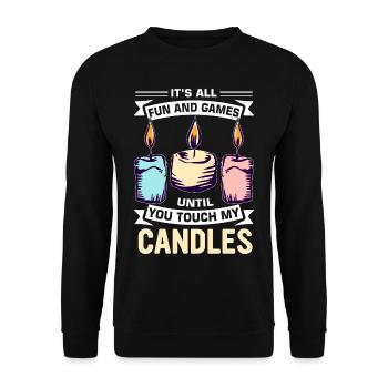 Drôle de fabricant de bougies Candle Maker Saying - Sweat-shirt Unisexe - noir - Devant - Alina (178cm) & Michal (187cm)