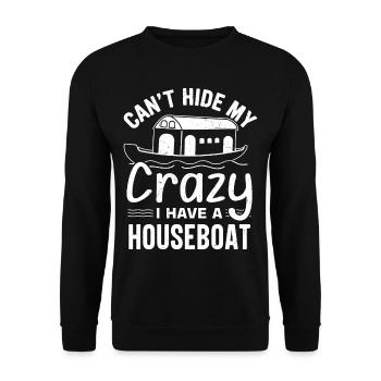 Funny Houseboat Saying - Unisex Sweatshirt - black - Front - Alina (178cm) & Michal (187cm)