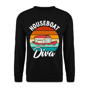 Funny Houseboat Saying - Unisex Sweatshirt - black - Front - Alina (178cm) & Michal (187cm)