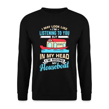 Funny Houseboat Saying - Unisex Sweatshirt - black - Front - Alina (178cm) & Michal (187cm)