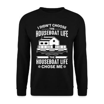 Funny Houseboat Saying - Unisex Sweatshirt - black - Front - Alina (178cm) & Michal (187cm)
