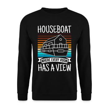 Funny Houseboat Saying - Unisex Sweatshirt - black - Front - Alina (178cm) & Michal (187cm)
