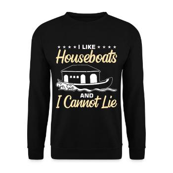 Funny Houseboat Saying - Unisex Sweatshirt - black - Front - Alina (178cm) & Michal (187cm)