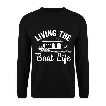 Funny Houseboat Saying - Unisex Sweatshirt - black - Front - Alina (178cm) & Michal (187cm)