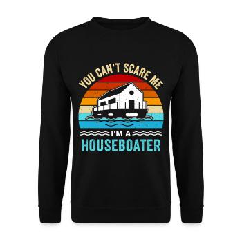 Funny Houseboat Saying - Unisex Sweatshirt - black - Front - Alina (178cm) & Michal (187cm)