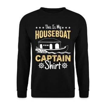 Funny Houseboat Saying - Unisex Sweatshirt - black - Front - Alina (178cm) & Michal (187cm)