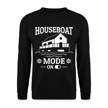 Funny Houseboat Saying - Unisex Sweatshirt - black - Front - Alina (178cm) & Michal (187cm)