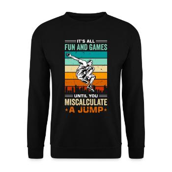 Funny parkour saying - Unisex Sweatshirt - black - Front - Alina (178cm) & Michal (187cm)