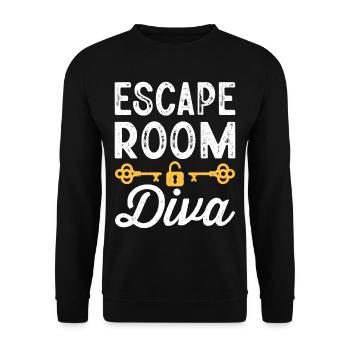 Funny Escape Room Saying - Unisex Sweatshirt - black - Front - Alina (178cm) & Michal (187cm)