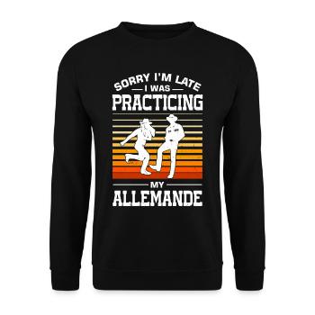 Witziger Square Dance Spruch - Unisex Pullover - Schwarz - Vorne - Alina (178cm) & Michal (187cm)