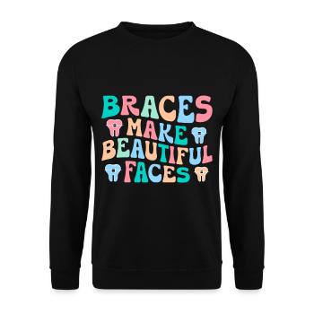 Zahnspange Kieferorthopäde - Unisex Pullover - Schwarz - Vorne - Alina (178cm) & Michal (187cm)
