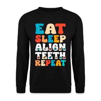 Zahnspange Kieferorthopäde - Unisex Pullover - Schwarz - Vorne - Alina (178cm) & Michal (187cm)
