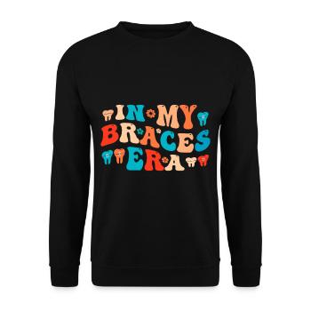 Witziger Zahnspangen Spruch - Unisex Pullover - Schwarz - Vorne - Alina (178cm) & Michal (187cm)
