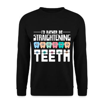 Zahnspange Kieferorthopäde - Unisex Pullover - Schwarz - Vorne - Alina (178cm) & Michal (187cm)