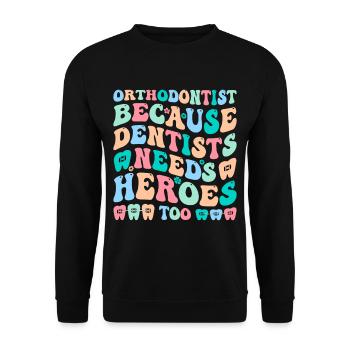 Zahnspange Kieferorthopäde - Unisex Pullover - Schwarz - Vorne - Alina (178cm) & Michal (187cm)
