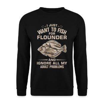 Flounder Fisherman Saying - Unisex Sweatshirt - black - Front - Alina (178cm) & Michal (187cm)