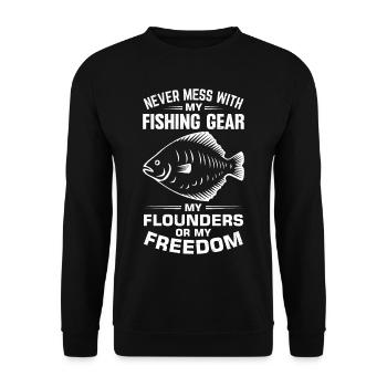 Flounder Fisherman Saying - Unisex Sweatshirt - black - Front - Alina (178cm) & Michal (187cm)