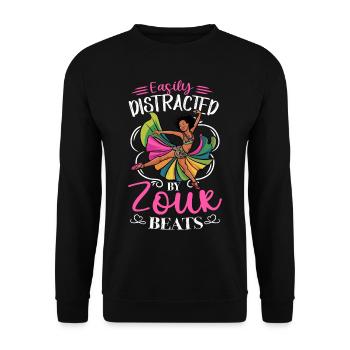 Witziger Zouk Tänzer Spruch - Unisex Pullover - Schwarz - Vorne - Alina (178cm) & Michal (187cm)