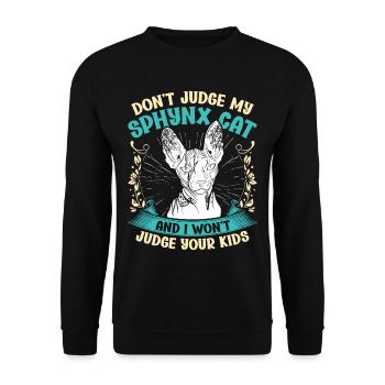 Drôle de chat Sphynx Dicton - Sweat-shirt Unisexe - noir - Devant - Alina (178cm) & Michal (187cm)