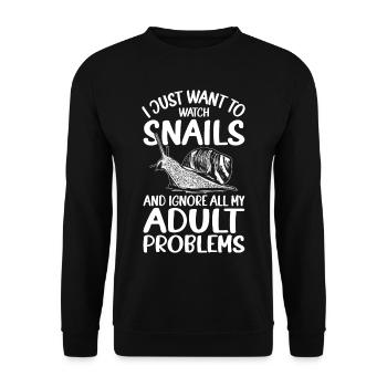 Witziger Schnecken Spruch - Unisex Pullover - Schwarz - Vorne - Alina (178cm) & Michal (187cm)