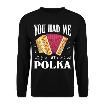 Funny Polka Saying - Unisex Sweatshirt - black - Front - Alina (178cm) & Michal (187cm)
