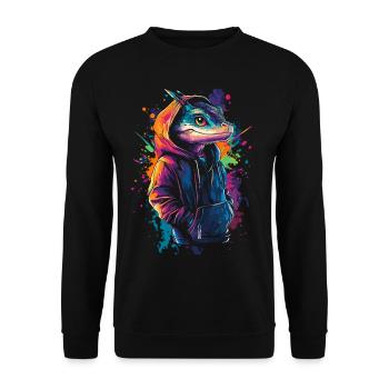 Hip Hop Dragon Vintage Urban Streetwear - Sweat-shirt Unisexe - noir - Devant - Alina (178cm) & Michal (187cm)