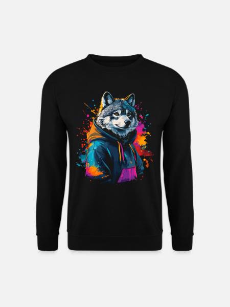 Hip Hop Wolf Vintage Urban Streetwear - Unisex Pullover - Schwarz