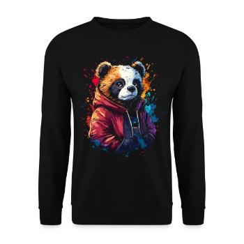 Hip Hop Bear Vintage Urban Streetwear - Unisex Sweatshirt - black - Front - Alina (178cm) & Michal (187cm)