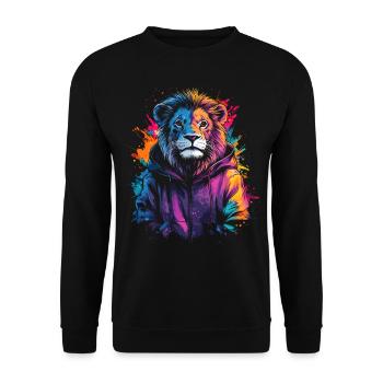 Hip Hop Löwe Vintage Urban Streetwear - Unisex Pullover - Schwarz - Vorne - Alina (178cm) & Michal (187cm)