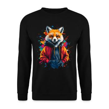 Hip Hop Fox Vintage Urban Streetwear - Unisex Sweatshirt - black - Front - Alina (178cm) & Michal (187cm)
