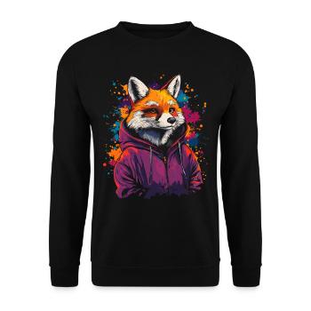 Hip Hop Fox Vintage Urban Streetwear - Unisex Sweatshirt - black - Front - Alina (178cm) & Michal (187cm)