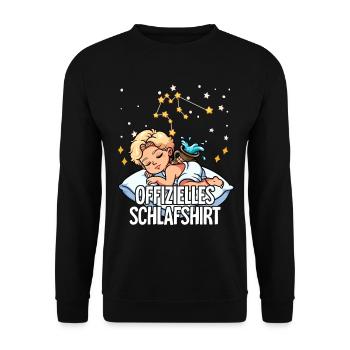 Offizielles Schlafshirt Sternzeichen Wassermann - Unisex Pullover - Schwarz - Vorne - Alina (178cm) & Michal (187cm)