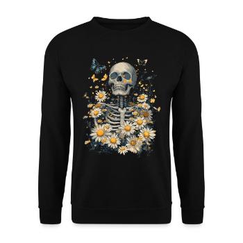 Fleurs squelettes - Sweat-shirt Unisexe - noir - Devant - Alina (178cm) & Michal (187cm)